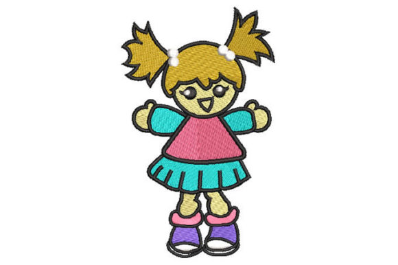 Girl Doll Embroidery Design for Etsy Shops