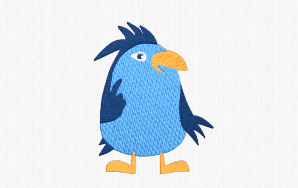 Goofy Blue Bird: A Playful Embroidery Gem