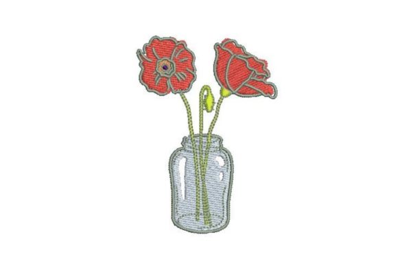 Mason Jar with Flowers: A Holiday Embroidery Review